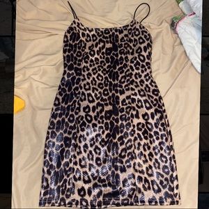 Patten leather leopard dress
